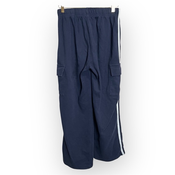 Commense Utility cargo stripe Sweatpants wide leg, navy blue, pull up pants sz M - Picture 4 of 11